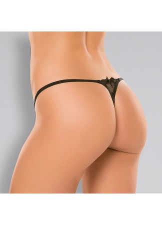 String dentelle noire et lanières ornée de noeud satin - 1001B