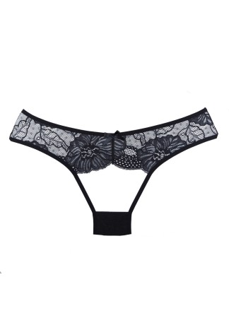 Culotte ouverte noir en dentelle - A1102