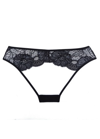 Culotte ouverte noir en dentelle - A1102