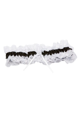 Jarretière dentelle blanche ruban noir - SOH19BLK