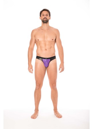 Jock violet en dentelle et simili cuir - LM2002-27PUR