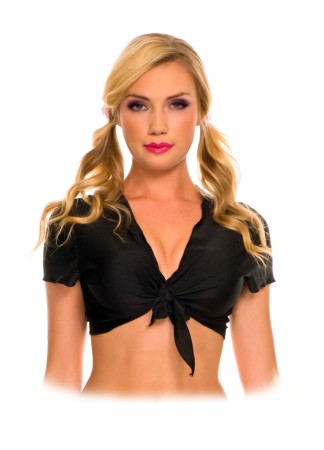 Top court, manches courtes , attache nœud devant - ML25076BLK