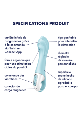Vibromasseur gonflant connecté bleu USB Air Pump Vibrator 5 Satisfyer - CC597802