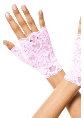 Gants roses doigts ouverts dentelle florale - ML416BPN