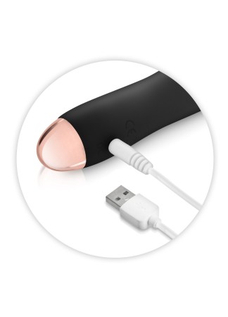 Vibromasseur noir 7 vitesses USB tête strié - CC5740180010