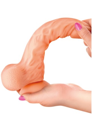 Gode réaliste veiné ventouse va-et-vient prépuce testicules billes mouvantes 22cm - CC514107