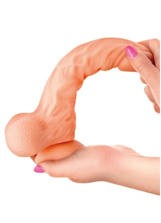 Gode réaliste veiné ventouse va-et-vient prépuce testicules billes mouvantes 20 cm - CC514106
