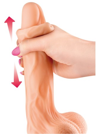 Gode réaliste veiné ventouse va-et-vient prépuce testicules billes mouvantes 18.5cm - CC514105