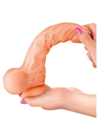 Gode réaliste veiné ventouse va-et-vient prépuce testicules billes mouvantes 18.5cm - CC514105