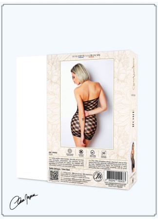 Mini Robe noire, résille avec  motif damier - Le Numéro 2 - Collection Robe - CM97002