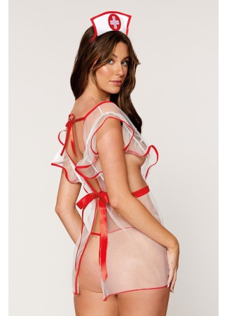 Déguisement infirmière, nuisette, nipples, coiffe et string assorti - DG12916COS