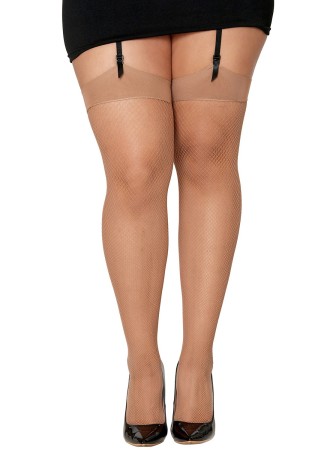 Bas résille avec liseret et nœud chair grande taille - DG0192XNUD