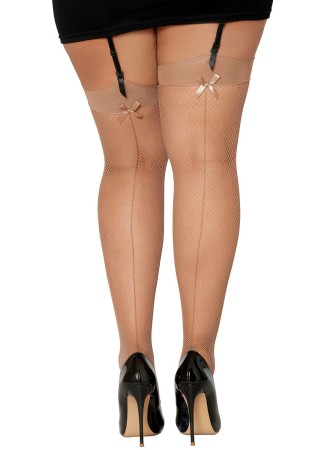 Bas résille avec liseret et nœud chair grande taille - DG0192XNUD