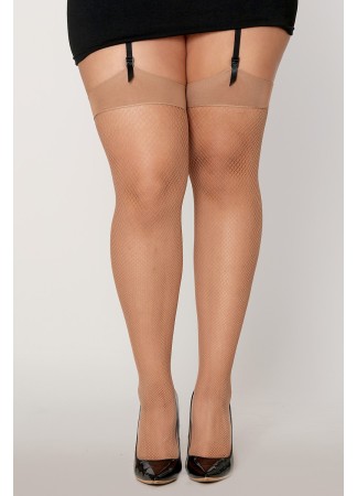 Bas résille avec liseret et nœud chair grande taille - DG0192XNUD