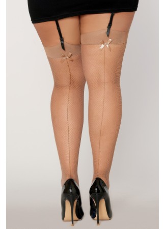 Bas résille avec liseret et nœud chair grande taille - DG0192XNUD